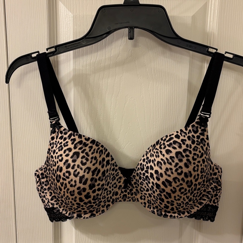 Paramour Leopard Print Underwire Bra in Black and Tan